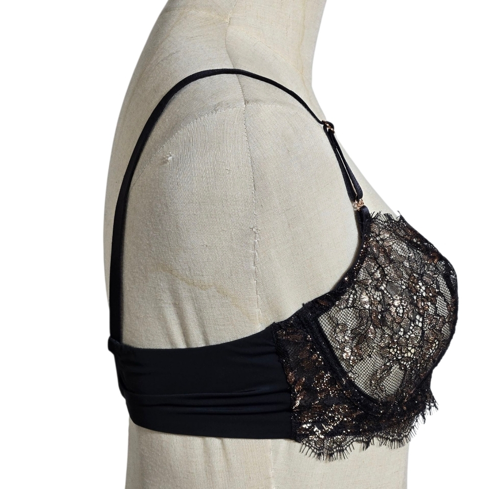 Skarlett Blue Black and Rose Gold Lace Sheer Bra NWT - Picture 5 of 7